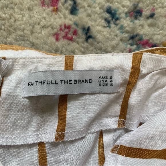 Faithfull The Brand Striped Linen Pants in Yellow & White sz 4 - Picture 4 of 4